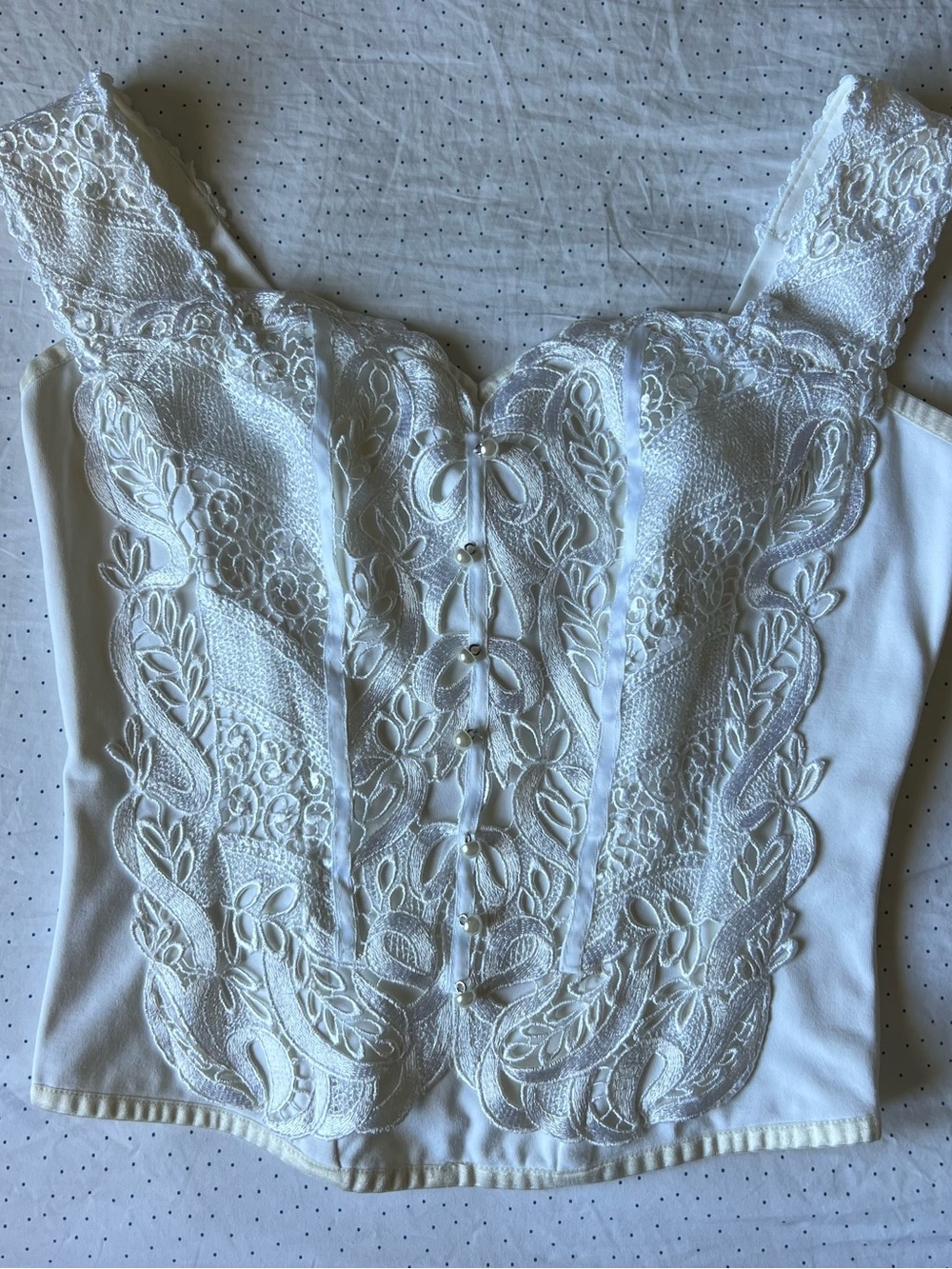 Vintage White Lace-Embellished Women's Corset Top